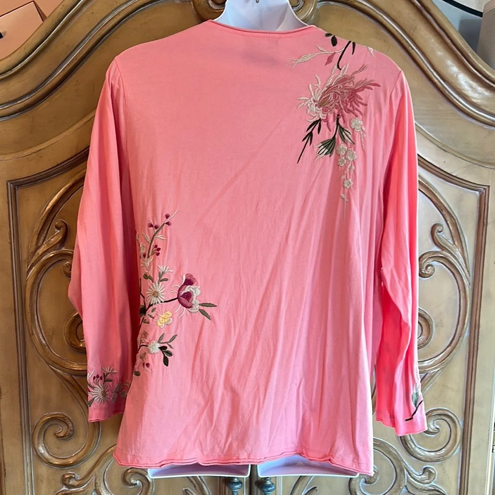 Johnny Was peachy Pink Embroidered Tee - Picture 6 of 11